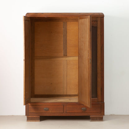 Vintage spiegelkast met houtsnijwerk