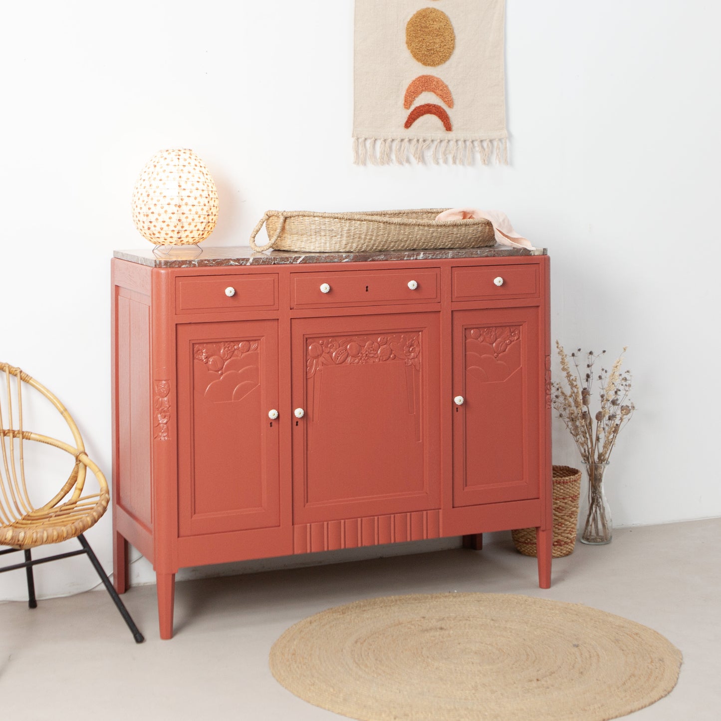Vintage commode met marmeren blad