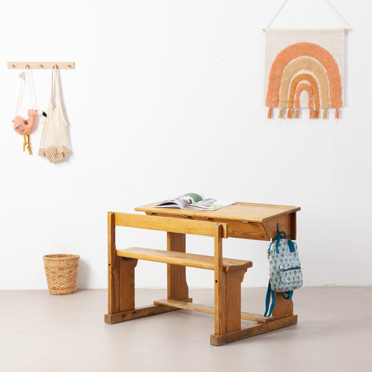 Vintage houten schoolbankje