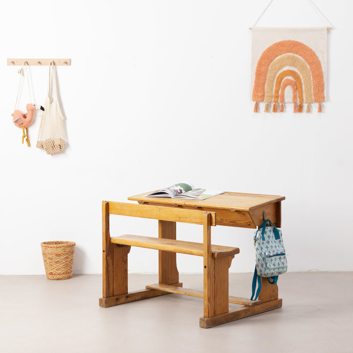 Vintage houten schoolbankje