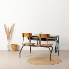 Afbeelding in Gallery-weergave laden, Vintage schoolbank met vaste stoeltjes